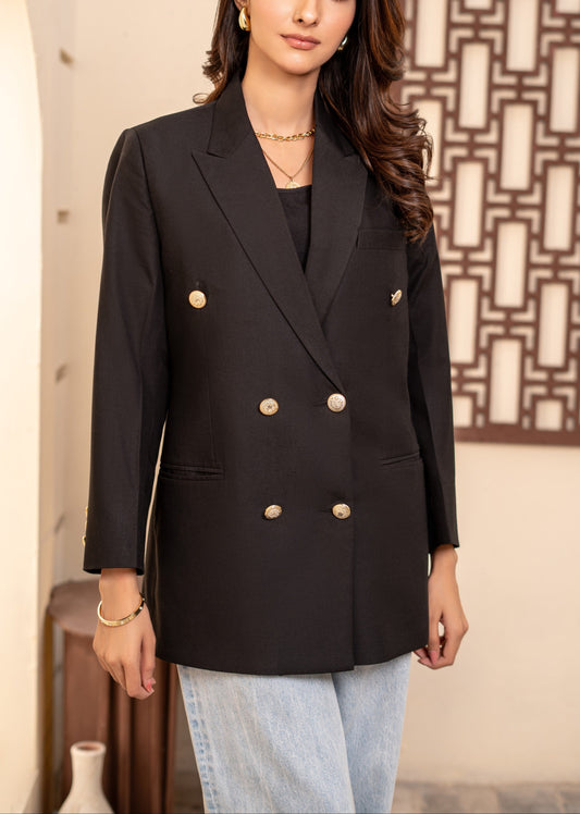 Double Breasted Black Blazer