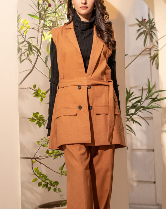 Sleeveless Brown Blazer