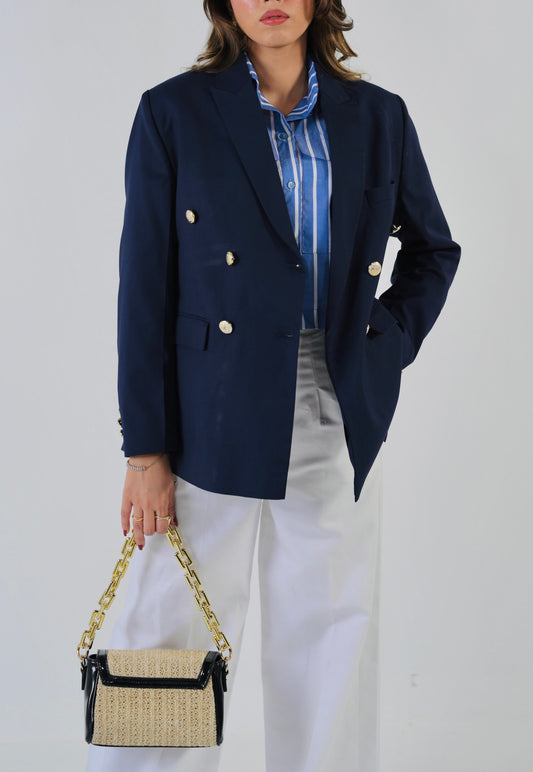 Double Breasted Blue Blazer