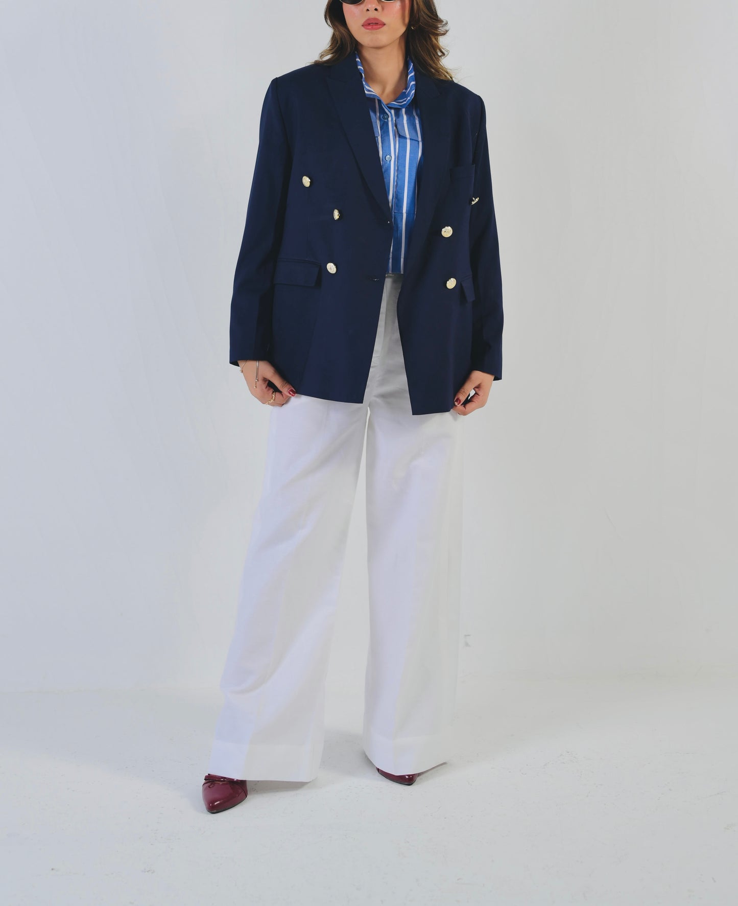 Double Breasted Blue Blazer