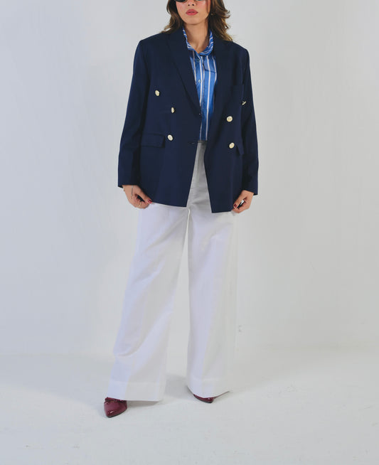 Double Breasted Blue Blazer