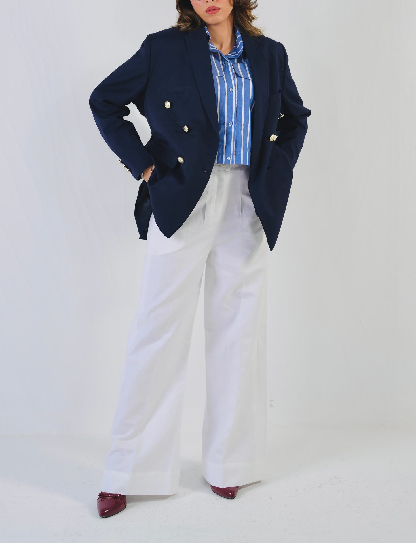 Double Breasted Blue Blazer